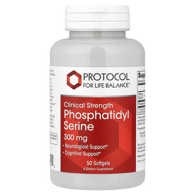 Protocol for Life Balance Фосфатидилсерин Clinical Strength 300 mg 50 мягких капсул