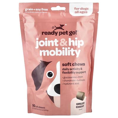 Joint & Hip Mobility, For Dogs, All Ages, Grilled Chicken, 90 Soft Chews, 15.9 oz (450 g)