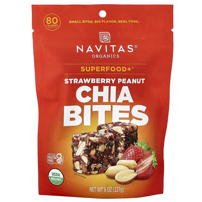 Суперфуд Chia Bites, клубника и арахис, 8 oz (227 g)