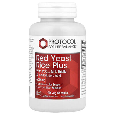 Red Yeast Rice Plus с CoQ10, Milk Thistle & Alpha-Lipoic Acid, 90 вегетарианских капсул