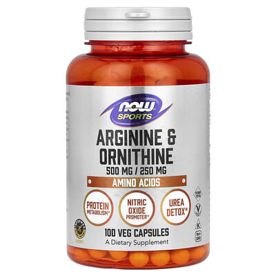 Спортивная добавка Arginine & Ornithine, 100 вегетарианских капсул