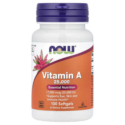 Vitamin A, 7,500 mcg (25,000 IU), 100 Softgels