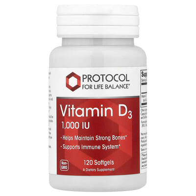 Vitamin D3, 25 mcg (1,000 IU), 120 мягких капсул