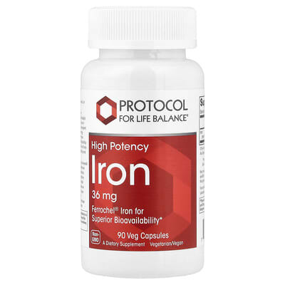Iron, High Potency, 36 mg, 90 Veg Capsules