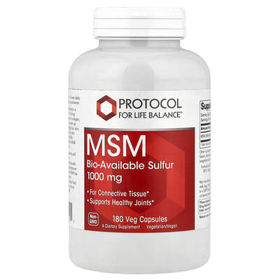 Protocol for Life Balance MSM, 1,000 mg, 180 вегетарианских капсул