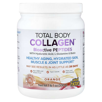 Total Body Collagen™, биоактивные пептиды, апельсин, 1 lb 1 oz (500 g)
