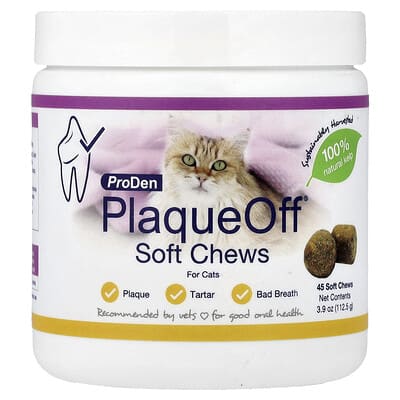 Мягкие лакомства PlaqueOff®, для кошек, 45 штук, 3.9 oz (112.5 g)