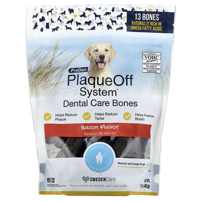 Dental Care Bones ProDen PlaqueOff System™, для собак средних и крупных пород, с беконом, 13 шт., 482 g