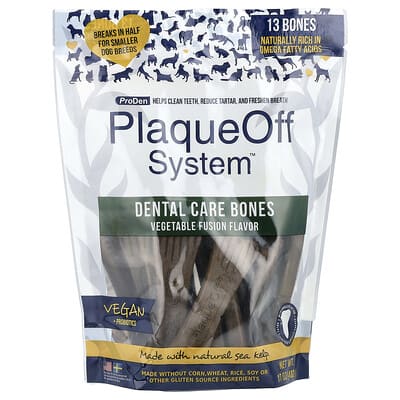 Система PlaqueOff™, косточки для ухода за зубами собак, 13 шт., 17 oz (482 g)