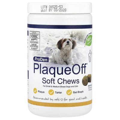 Мягкие жевательные таблетки PlaqueOff® для собак и кошек мелких и средних пород, 90 шт, 7.9 oz (225 g)