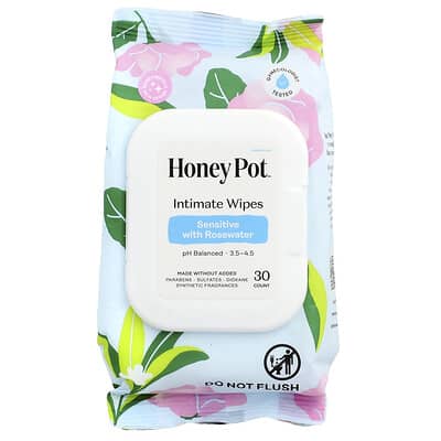 Intimate Wipes, Sensitive With Rose Water, 30 Count