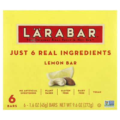 Real Fruit & Nut Bar Lemon, 6 батончиков, 1.6 oz каждый