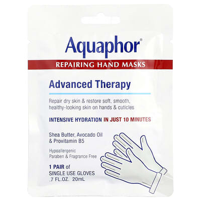 Aquaphor Repairing Hand Masks, восстанавливающие маски для рук, 1 пара, 0.7 fl oz (20 ml)