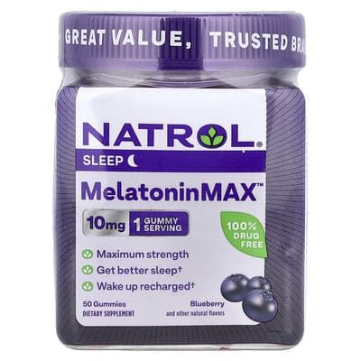 Мелатонин MelatoninMax™, Blueberry, 10 mg, 50 Gummies