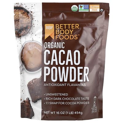 Organic Cacao Powder, органический порошок какао, 16 oz (454 g)