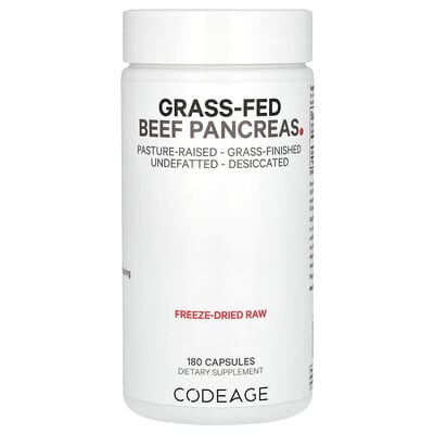 Grass-Fed Beef Pancreas, 180 Vegetable Capsules (500 mg per Capsule)