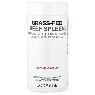 Grass-Fed Beef Spleen, 180 Vegetable Capsules (500 mg per Capsule)