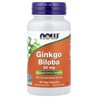 Ginkgo Biloba, 60 mg, 60 вегетарианских капсул