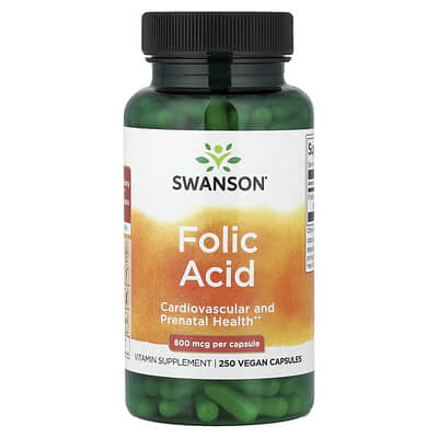 Фолиевая кислота, 800 mcg, 250 веганских капсул