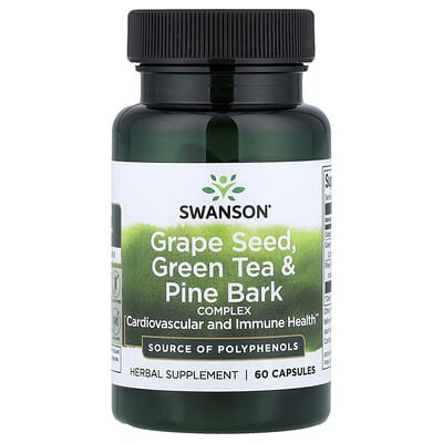 Комплекс Swanson Vitamins Grape Seed, Green Tea & Pine Bark, 60 капсул