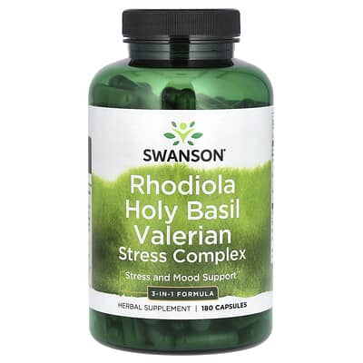 Swanson Vitamins Rhodiola Holy Basil Valerian Stress Complex, 180 капсул