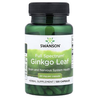 Капсулы Swanson Vitamins Full Spectrum® Ginkgo Leaf 60 mg 120 Capsules