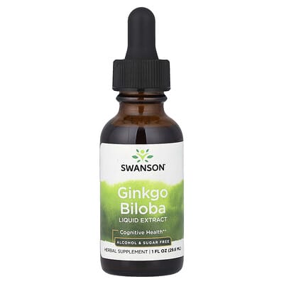 Экстракт Ginkgo Biloba Swanson Vitamins, без спирта и сахара, 29.6 ml