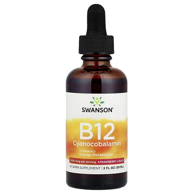 B12 Cyanocobalamin Liquid, Strawberry, 2 fl oz (59 ml)