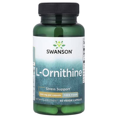 Swanson Vitamins L-Ornithine, Free Form, 500 mg, 60 вегетарианских капсул