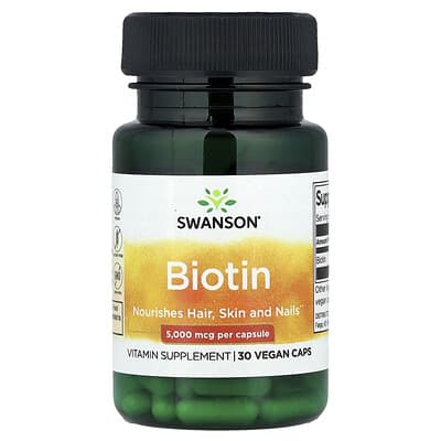 Биотин, 5,000 mcg, 30 веганских капсул