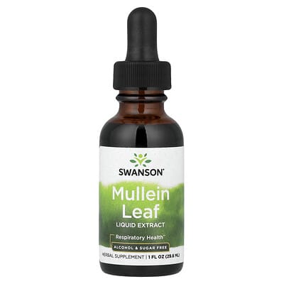 Swanson Vitamins Mullein Leaf жидкий экстракт, без спирта и сахара, 1 fl oz (29.6 ml)