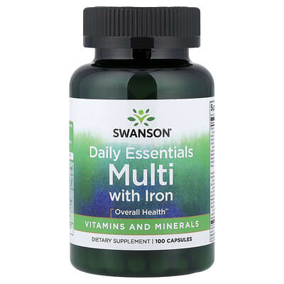Мультивитамины Swanson Vitamins Daily Essentials Multi With Iron, 100 капсул