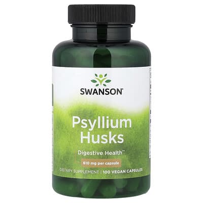 Шелуха псиллиума, 610 mg, 100 веганских капсул