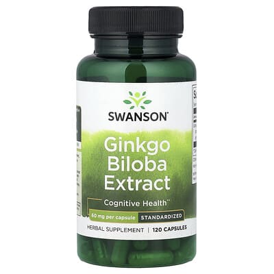 Экстракт Ginkgo Biloba, стандартизированный, 60 mg, 120 капсул