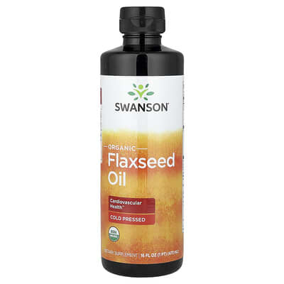 Органическое льняное масло Swanson Vitamins, 16 fl oz (473 ml)