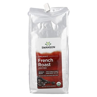 Органический кофе темной обжарки, цельные зерна, 16 oz (454 g)