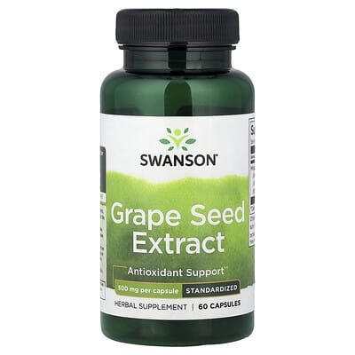 Swanson Vitamins экстракт виноградных косточек, стандартизированный, 500 mg, 60 капсул