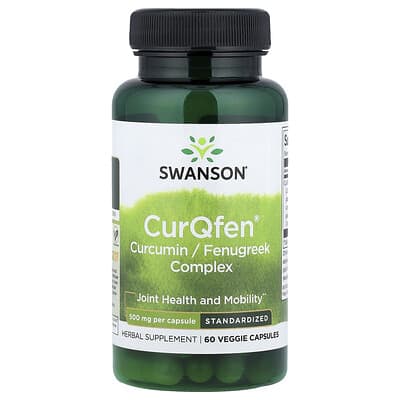 CurQfen® комплекс куркумина и пажитника, стандартизированный, 500 mg, 60 вегетарианских капсул