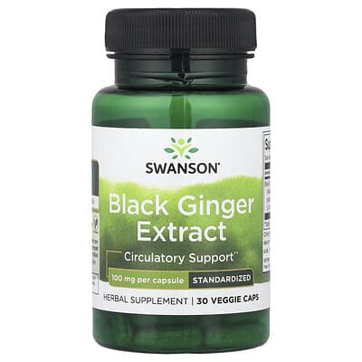 Swanson Vitamins экстракт Black Ginger 100 mg, 30 вегетарианских капсул