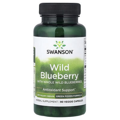Дикая черника Swanson Vitamins, 250 mg, 90 вегетарианских капсул