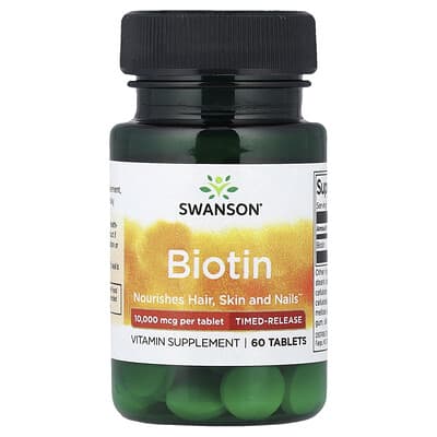 Biotin, Time-Release, 10,000 mcg, 60 Tablets