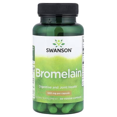 Swanson Vitamins Bromelain, 60 вегетарианских капсул (500 mg на капсулу)