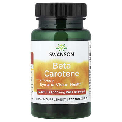 Swanson Vitamins Beta Carotene, 3,000 mcg RAE (10,000 IU), 250 мягких капсул