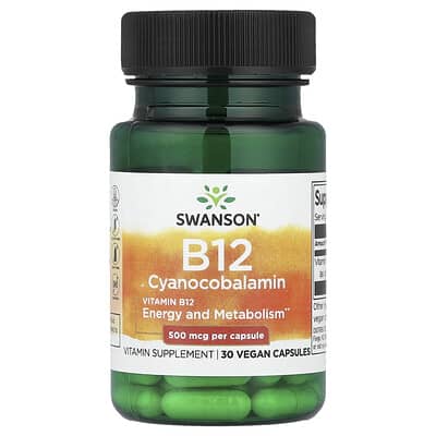 Витамин B12, 500 mcg, 30 веганских капсул