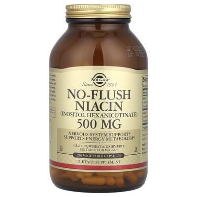 No-Flush Niacin, (Inositol Hexanicotinate), 500 mg, 250 вегетарианских капсул