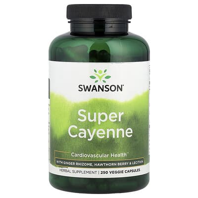 Капсулы Swanson Vitamins Super Cayenne с имбирем, боярышником и лецитином