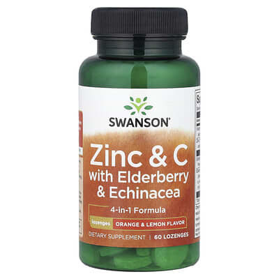 Swanson Vitamins Zinc & C с Elderberry & Echinacea, Orange & Lemon, 60 пастилок