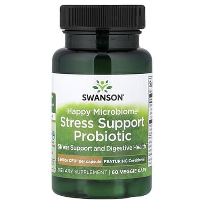 Пробиотик Happy Microbiome Stress Support, 3 Billion CFU, 60 вегетарианских капсул