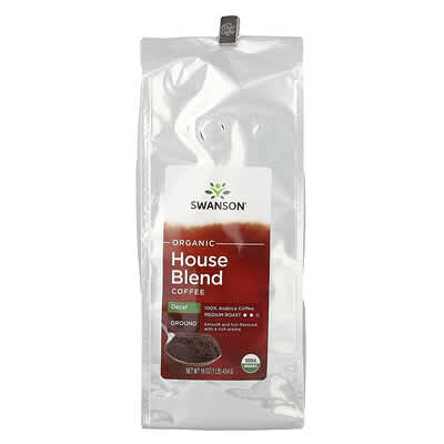 Swanson Vitamins Кофе House Blend, молотый, средняя обжарка, без кофеина, 454 g