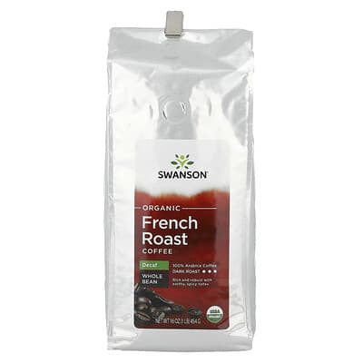Organic French Roast Coffee, Whole Bean, Dark Roast, Decaf, 16 oz (454 g)